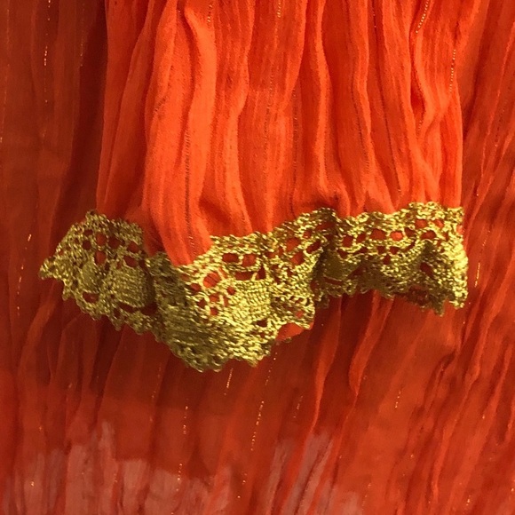 Womens Orange and Gold Krinkle Blouse.Large - Picture 7 of 11